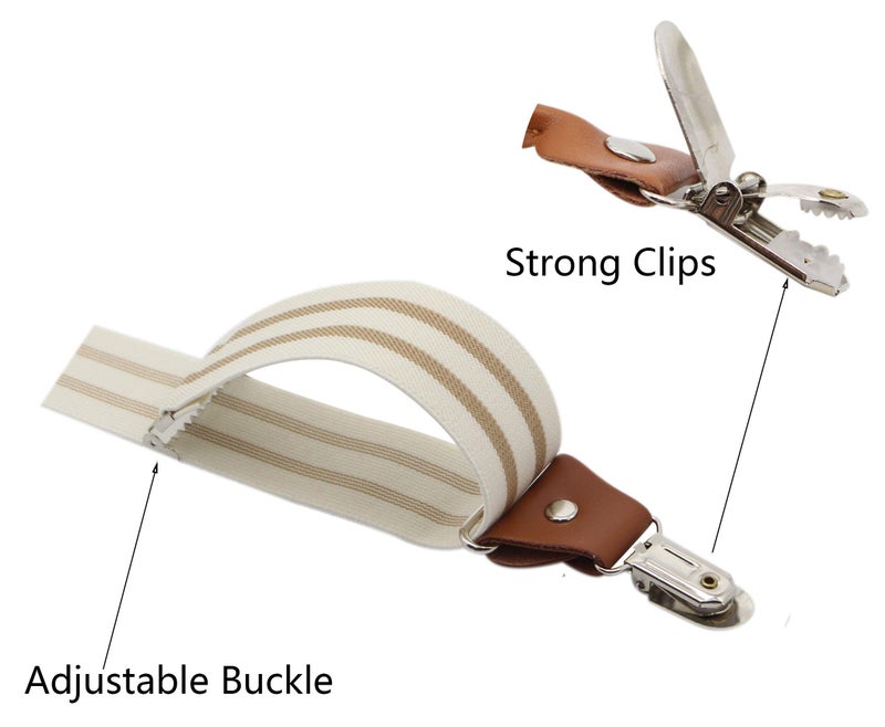 Timiot Menâ€™s Y-Back 4 Metal Clip Elastic Wide Suspenders Perfect For Both Casual&Formal (Cream) - Image 3